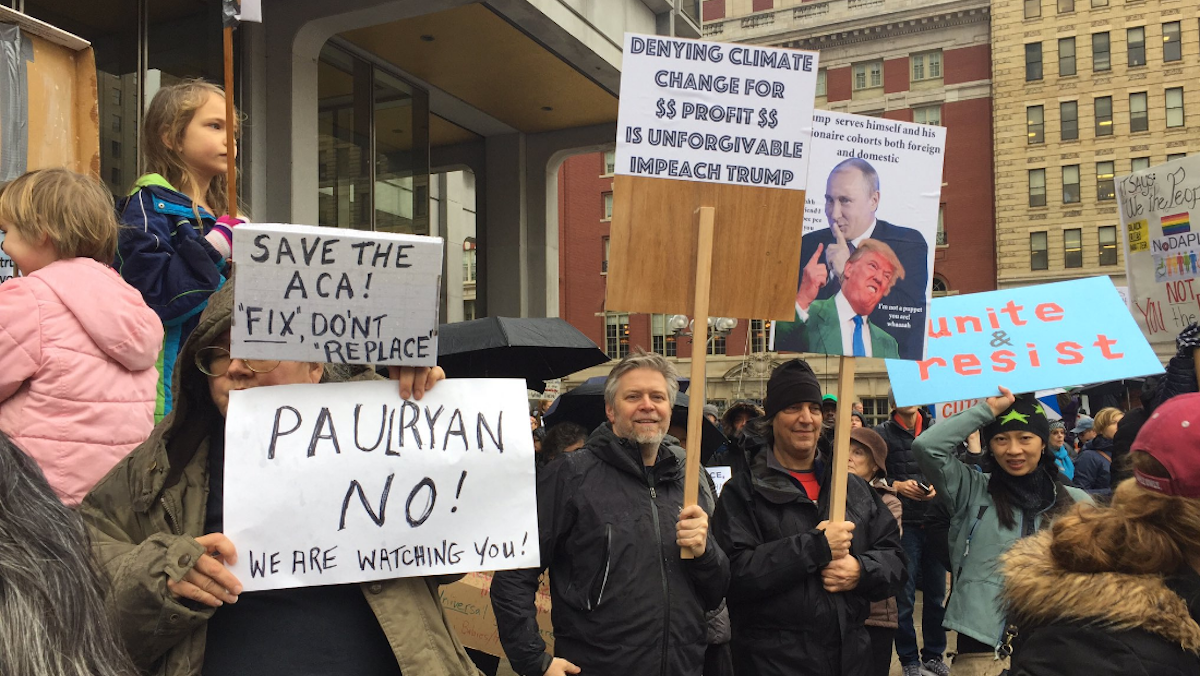  Protesters hit the streets outside of the RNC retreat (Dana DiFilippo/WHYY) 