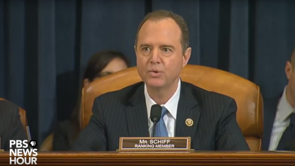  U.S. Rep. Adam Schiff speaks at a House Intelligence Committee hearing (PBS) 