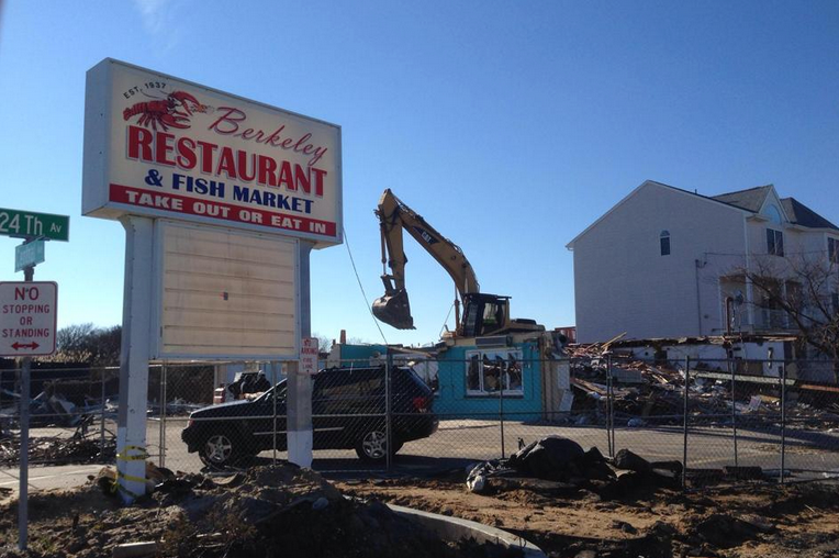 After decades of serving loyal patrons fresh Jersey Shore seafood, crews began demolishing Berkeley Restaurant and Fish Market today.(Photo: Kelly Mae) 