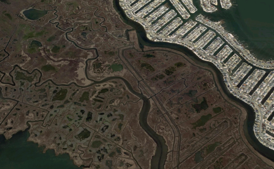  An expansive salt marsh next to the Beach Haven West section of Stafford. The area was severely flooded during Superstorm Sandy. (Google Maps image) 