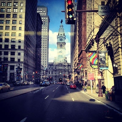 <p><p>Route 12 riders can catch a quick glimpse of City Hall as they cross Broad Street. (Emma Fried-Cassorla/Philly Love Notes)</p></p>
