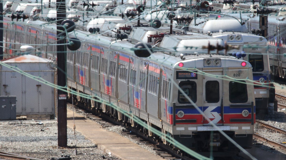 Some of the 120 Silverliner V railway cars taken out of service by SEPTA (Southeastern Pennsylvania Transportation Authority) are shown in a storage yard. This summer rail service in the Philadelphia region has been impacted due to cracks in the structure of the equipment. (AP Photo/Harry Hamburg)