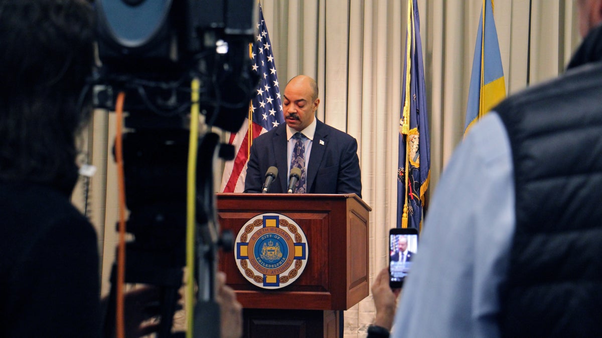  In this file photo, Philadelphia District Attorney Seth Williams announces that he will not run for re-election. (Emma Lee/WHYY) 