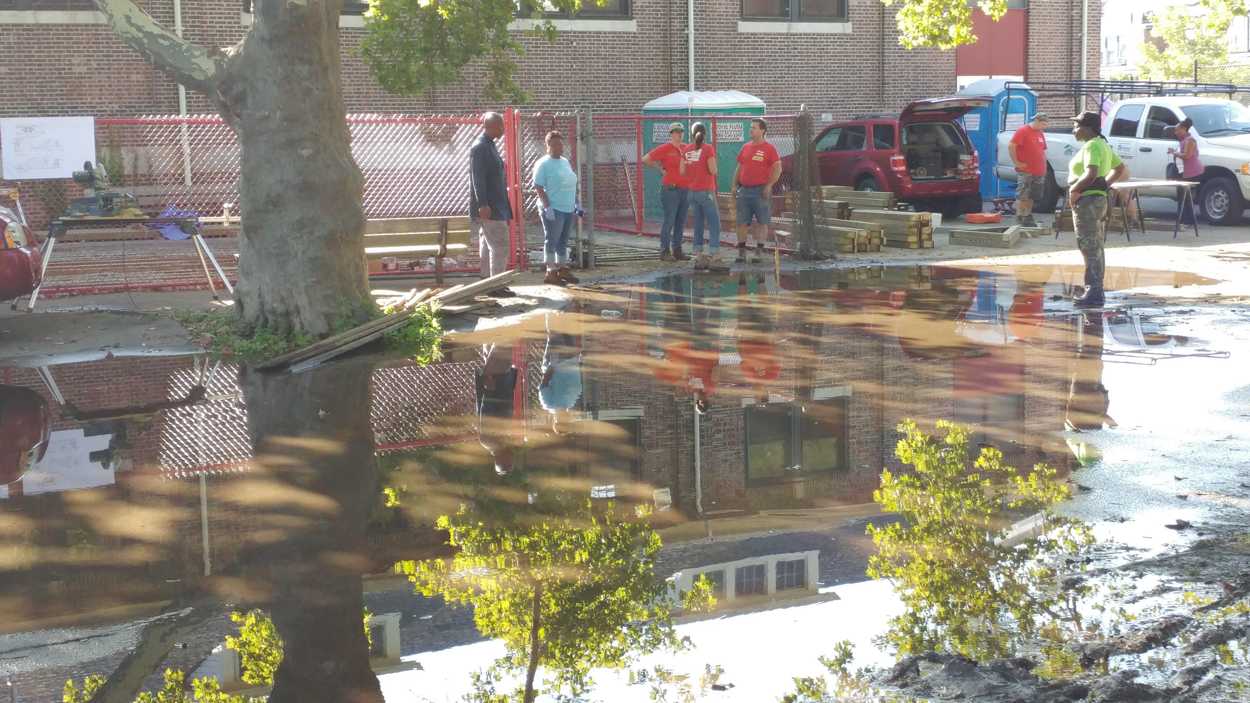  The Sharswood  Athletic Recreation Center's drainage system, which has contributed to flooding, is one of the issues resolved during the work. (Tom MacDonald/WHYY 