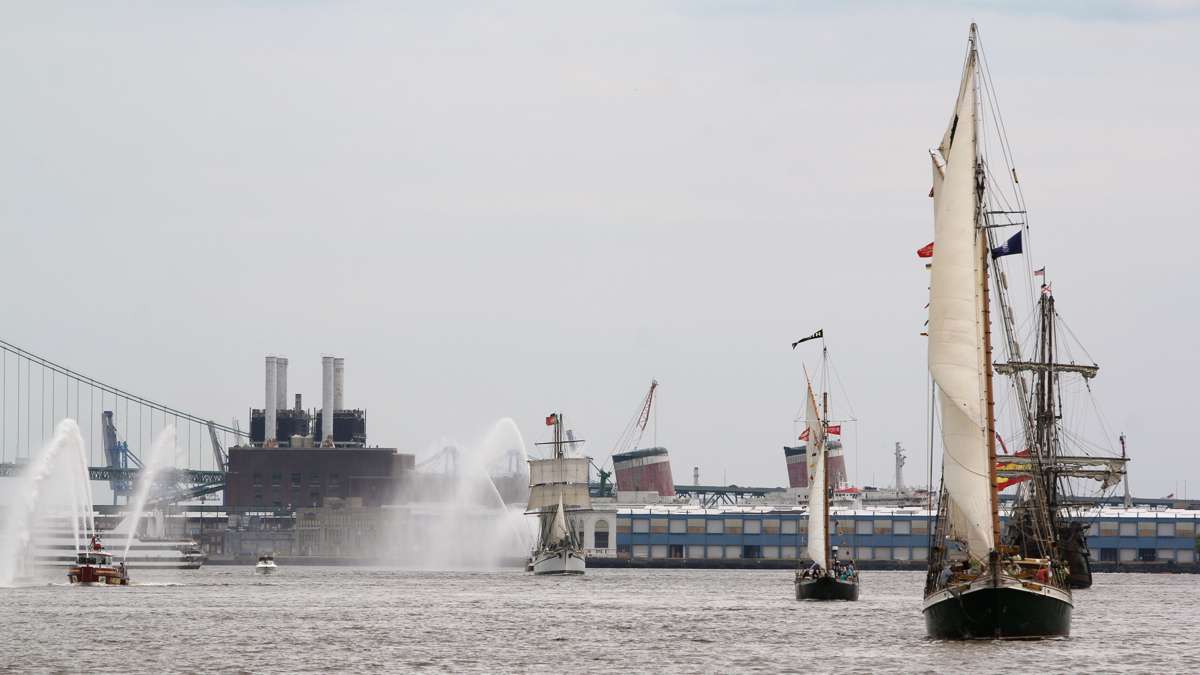 The Tall Ships make their way up the Delaware for a four-day festival in Philadelphia and Camden. (Emma Lee/WHYY)