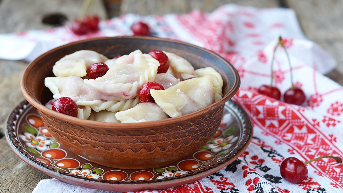  (<a href='http://www.shutterstock.com/pic-142099240/stock-photo-vareniki-with-cherry-on-the-ceramic-bowl.html'>Sour-cherry varenyky image</a> courtesy of Shutterstock.com) 