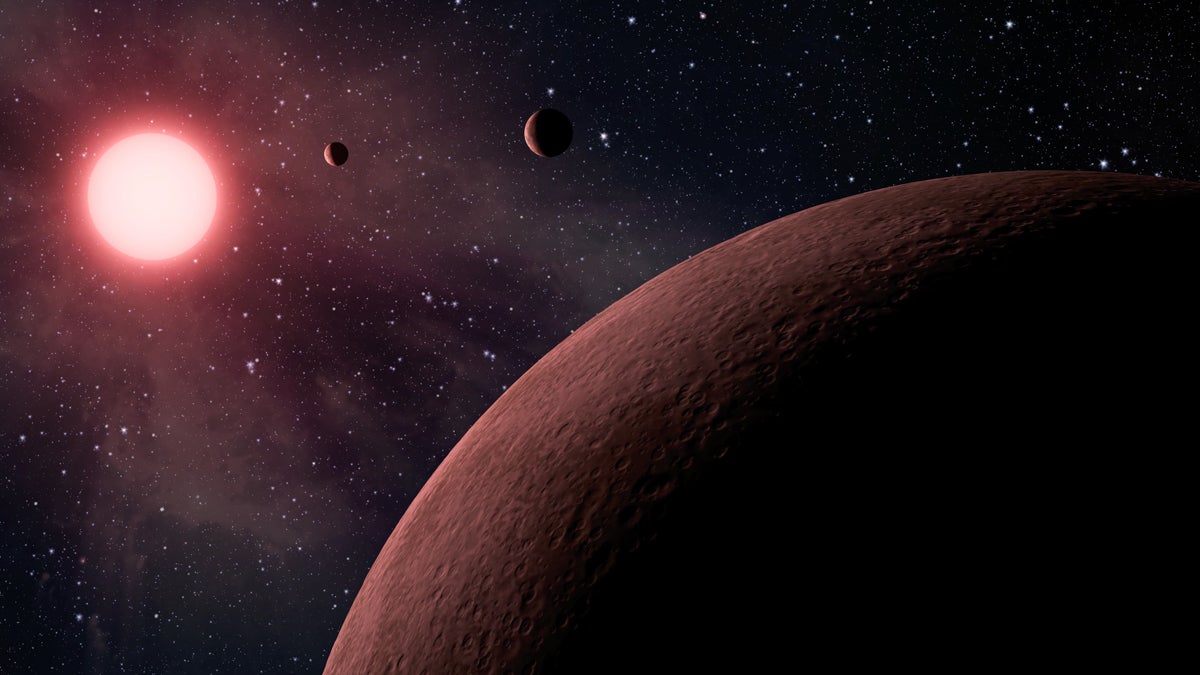  This artist rendering provided by NASA/JPL-Caltech shows some of the 219 new planet candidates, 10 of which are near-Earth size and in the habitable zone of their star identified by NASA’s Kepler space telescope. (NASA/JPL-Caltech via AP) 