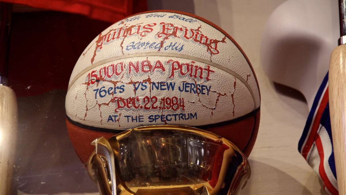 The ball Julius Erving used to score his 15,000th NBA point. (Emma Lee/WHYY)