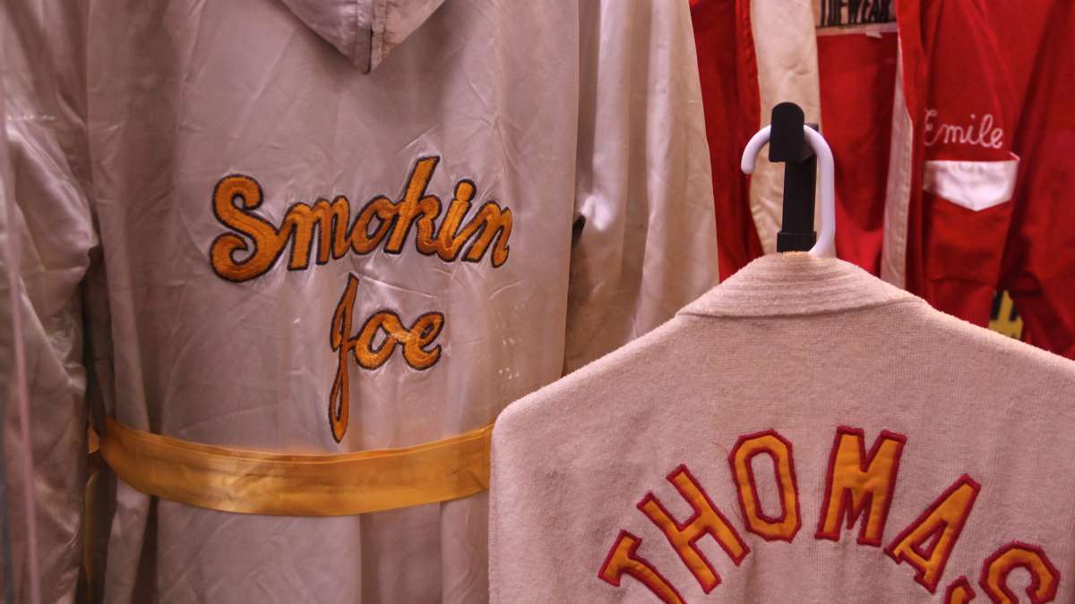The collection includes robes worn by Philadelphia boxing great Joe Frasier. (Emma Lee/WHYY)
