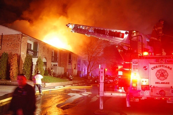 <p><p>Firefighters arrived at the Spring Run Apartment complex and found heavy smoke and fire around 2 a.m. (John Jankowski/for NewsWorks)</p></p>
