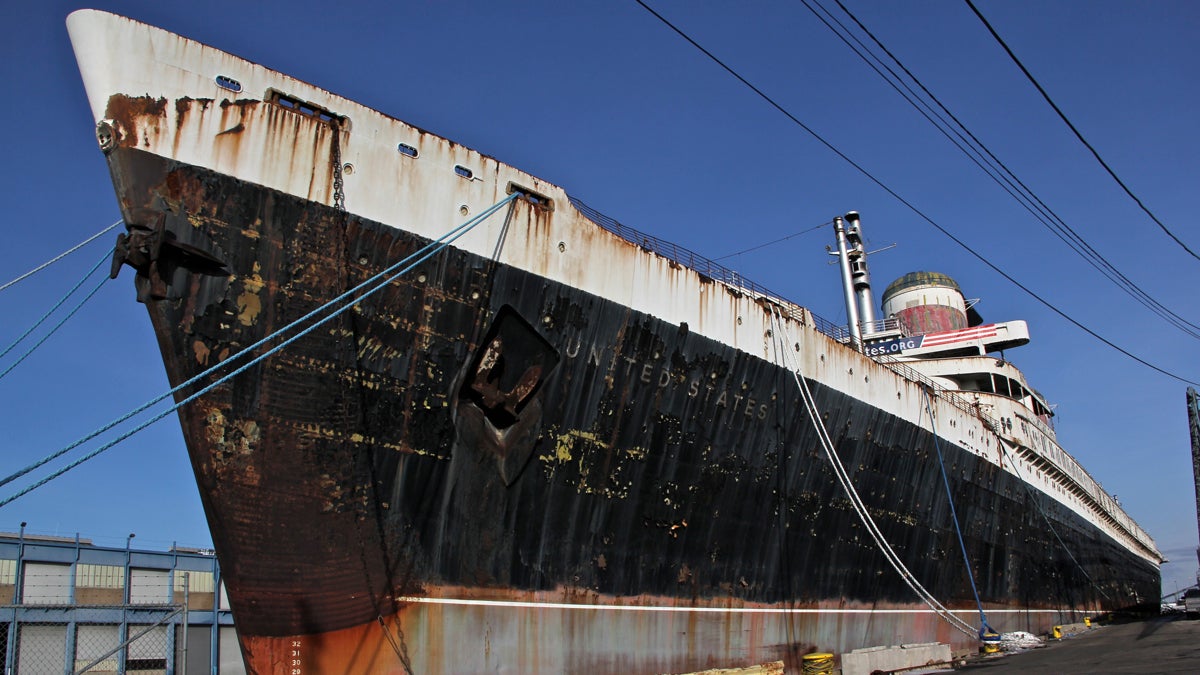  The SS United States, which held speed records for Atlantic crossings, is docked in the Delaware River in South Philadelphia. (Emma Lee/for NewsWorks) 