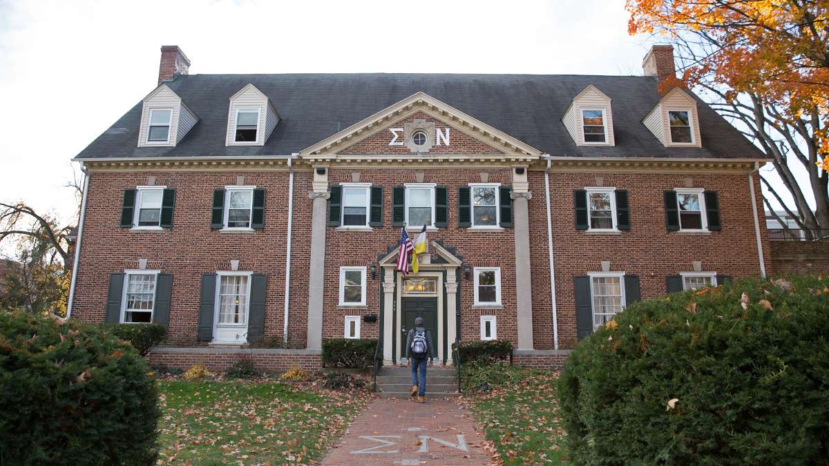 The local chapter of Sigma Nu on Burrows Street was founded in 1909. (Lindsay Lazarski/WHYY)