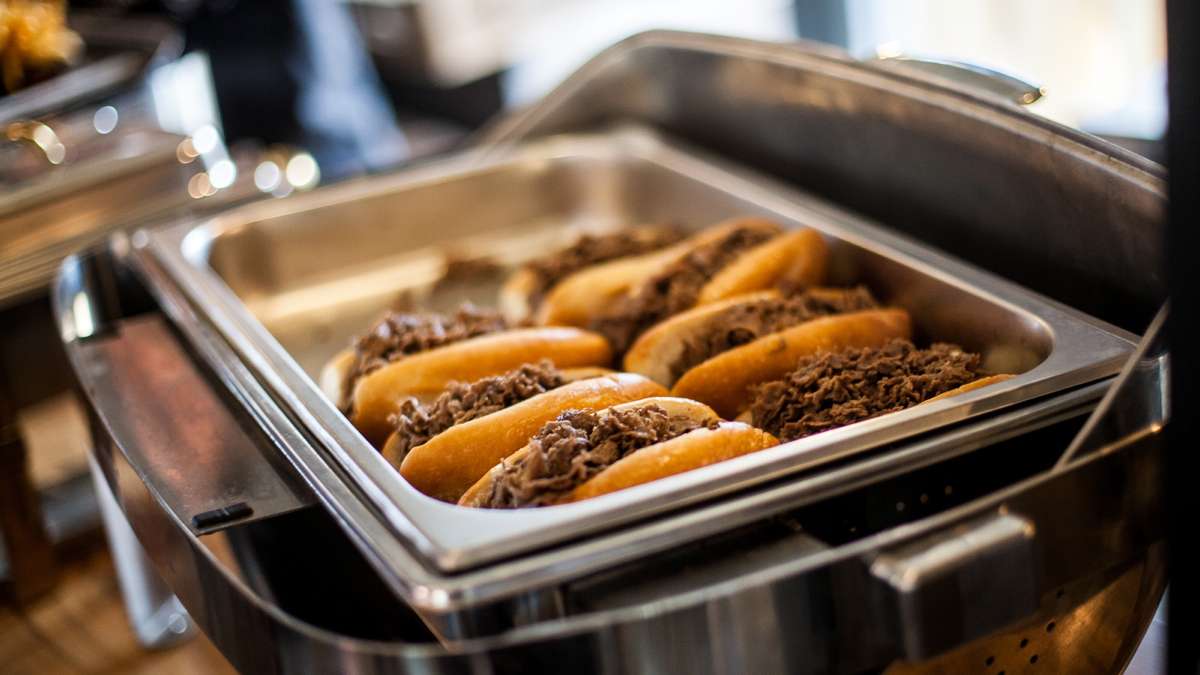 Chickey's and Pete's cheesteaks at the River Rink during a pre-opening event hosting friends and family of employees and builders of the space.