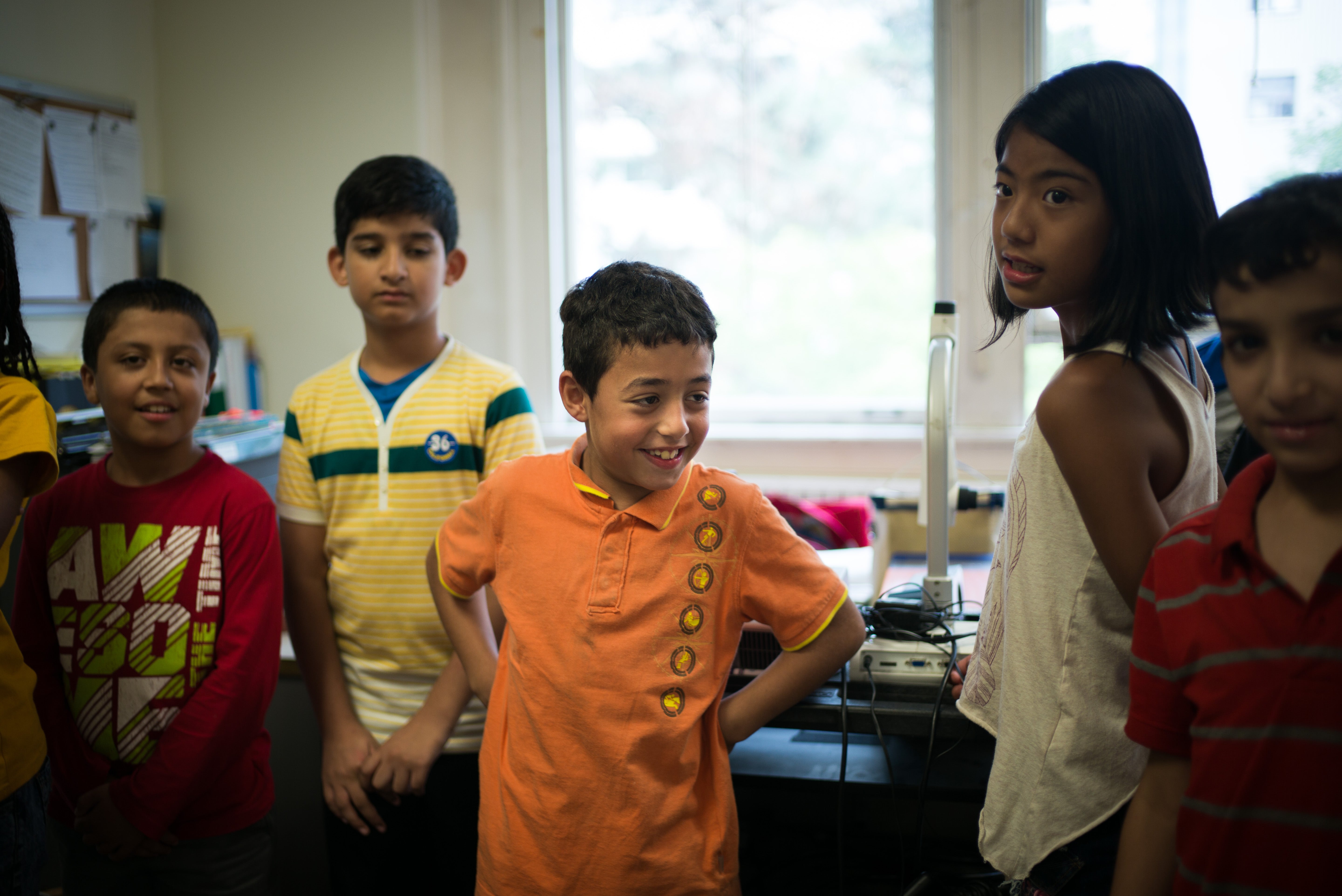 Taki Alaid (center), a student at Rose Avenue Public School, in Toronto, Ontario, Canada. (Ian Willms/For Keystone Crossroads)