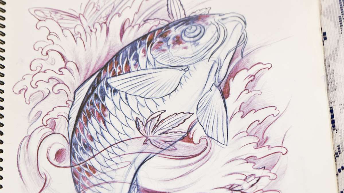 Artist Ivan of Queens, N.Y. drew a fish for a tattoo.