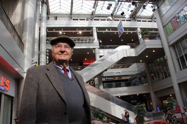 <p><p>Architect John Bower stands in the atrium of The Gallery mall on Market Street, which opened in 1974. "It has great potential and has reached the point in its life where it needs to be spruced up and revitalized," he said. (Emma Lee/for NewsWorks)</p></p>
