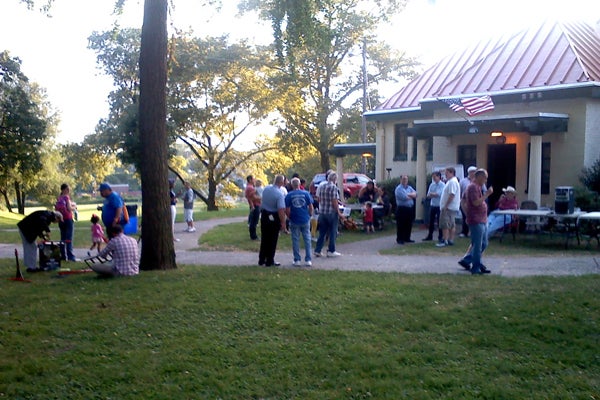  Roxborough residents gathered at Gorgas Park on Tuesday night for the annual National Night Out event. (Carrie Hagen/for NewsWorks) 