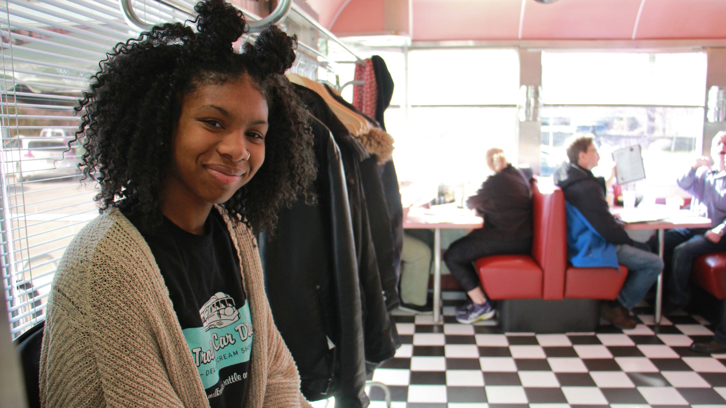 Maya Jones is a hostess at the Trolley Car Diner in Mt. Airy. (Emma Lee/WHYY) 