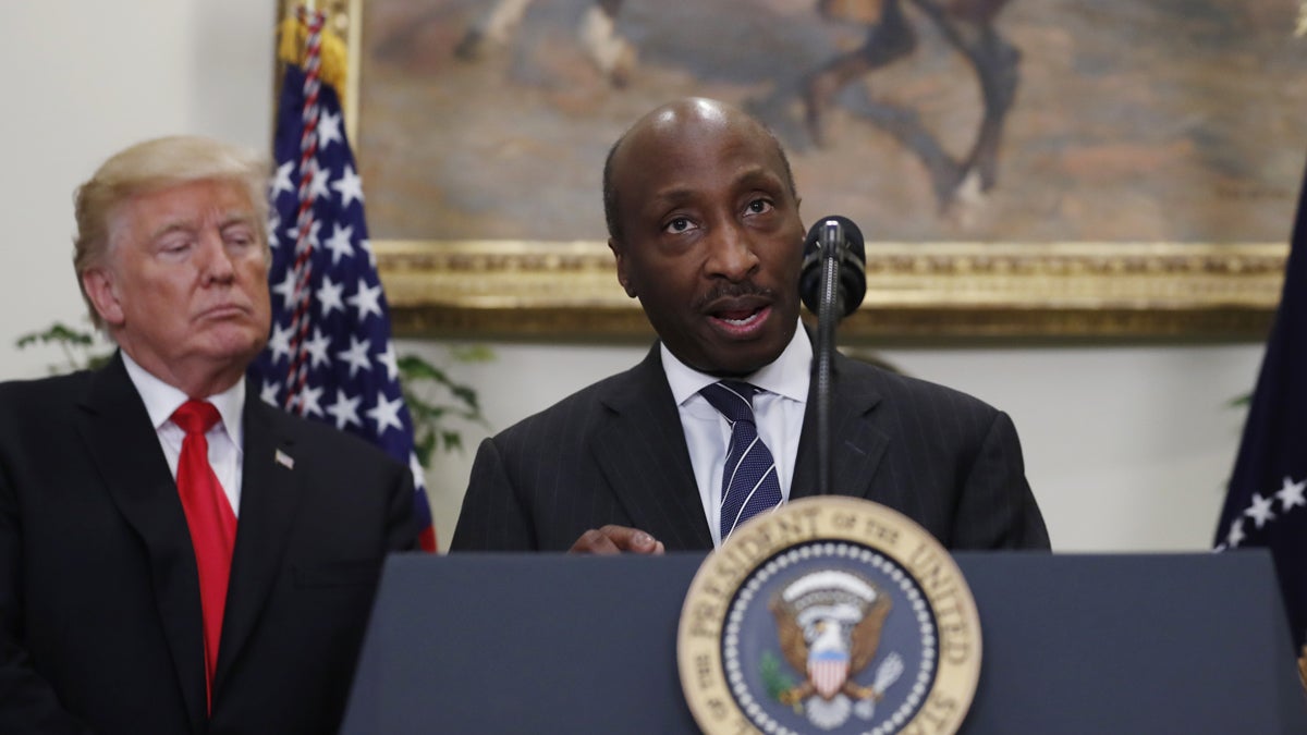  In this July 20, 2017 file photo, President Donald Trump listens as Merck CEO Ken Frazier speaks in the Roosevelt Room of the White House in Washington. (AP Photo/Alex Brandon, File) 