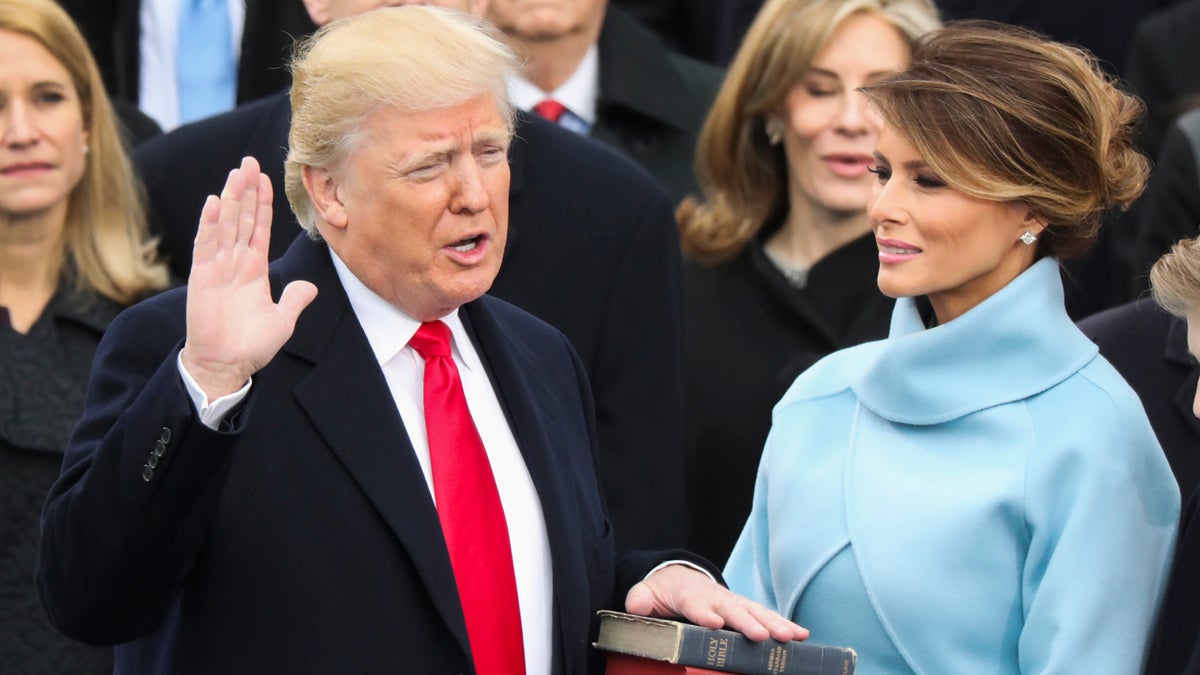 Donald Trump is sworn in as the 45th president of the United States as Melania Trump looks on during the 58th Presidential Inauguration at the U.S. Capitol in Washington, Friday, Jan. 20, 2017. (AP Photo/Andrew Harnik)