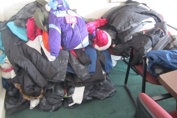 <p><p>Organizers were also collecting coats this year for needy families. (Mark Eichmann/WHYY)</p></p>
