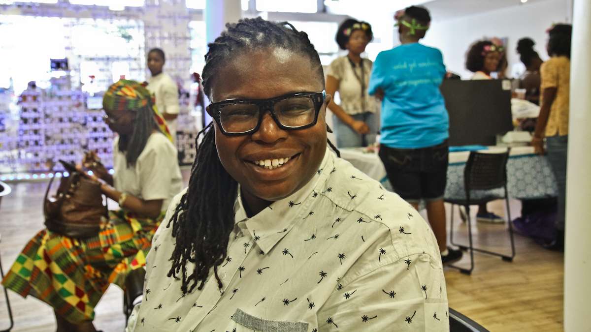 A participant of the Kinks, Locks and Twists Conference. (Kimberly Paynter/WHYY)