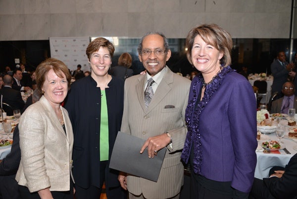 <p><p>Ann O’Brien Schmeig of United Way of Southeastern Pennsylvania (left), Sarah Martinez-Helfman of Eagles Youth Partnership, Bob Nelson of OIC, and United Way president and CEO Jill Michal (Photo courtesy of Paul Coker)</p></p>
