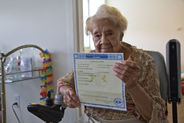<p><p>12. When Viviette Applewhite's birth certificate arrived on her 93rd birthday, she "had a fit" since she'd been waiting for so long. (Kimberly Paynter/for NewsWorks)</p></p>
