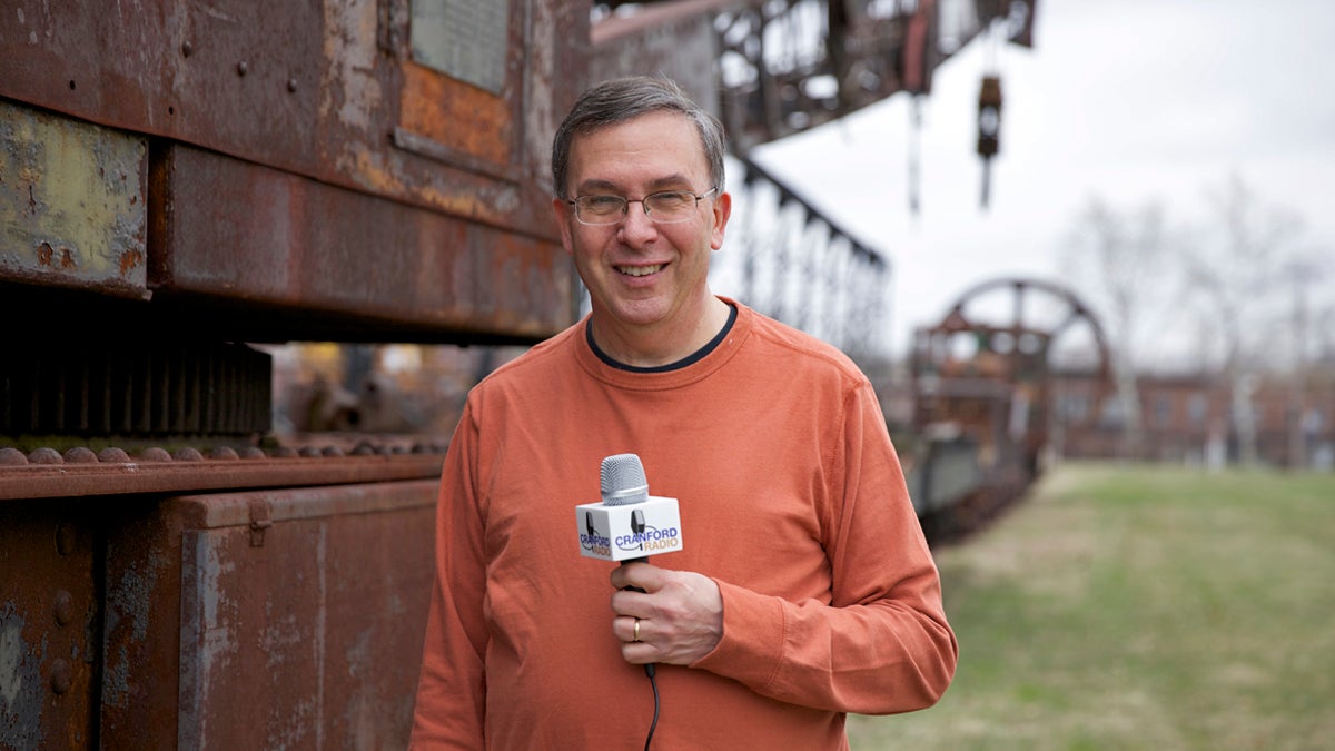  Bernie Wagenblast plans to record a unique sound in every New Jersey town and city. Pictured, he stands on the grounds of the Roebling Museum in Florence Township, N.J. (Lindsay Lazarski/WHYY) 