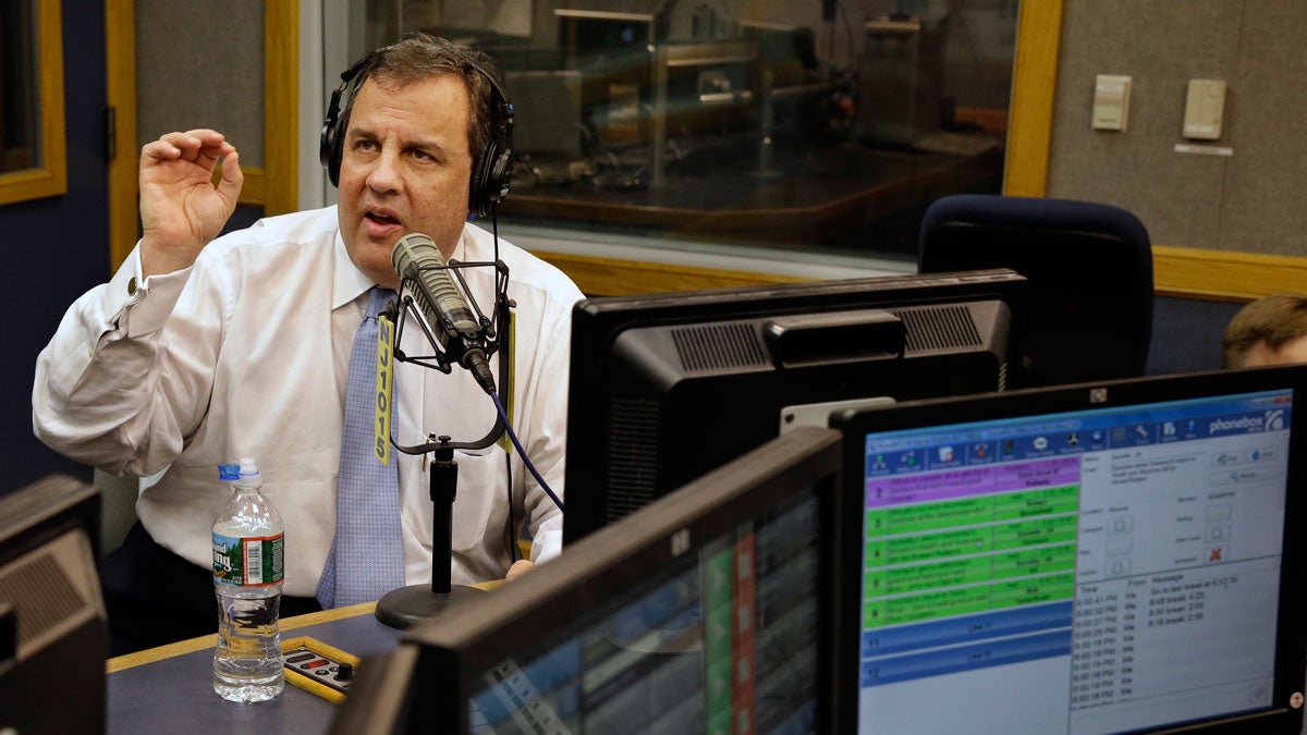  No stranger to radio. Christie inside NJ 101.5 FM studio for Ask the Governor.  (AP Photo/Mel Evans, Pool, File) 