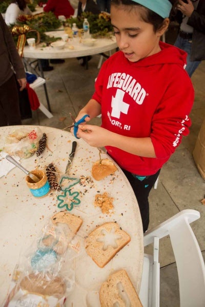 <p><p>Sarah Fritz, 9, of Mt. Airy makes treats for animals at the Winter in the Wissahickon event hosted by the Friends of the Wissahickon on Dec. 1. (Dave Tavani/for NewsWorks)</p></p>
