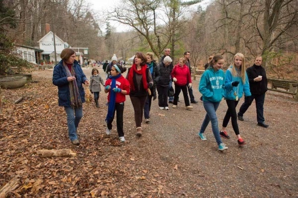 <p><p>Trish Fries of the Wissahickon Environmental Center takes visitors on a nature walk along the Forbidden Drive for the Winter in the Wissahickon event hosted by the Friends of the Wissahickon. (Dave Tavani/for NewsWorks)</p></p>
