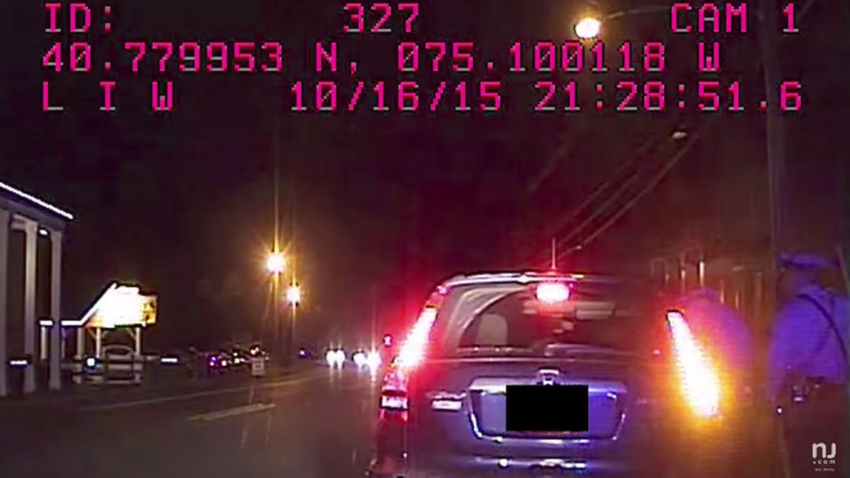  Screen capture from a police dashcam video uploaded by NJ.Com. 