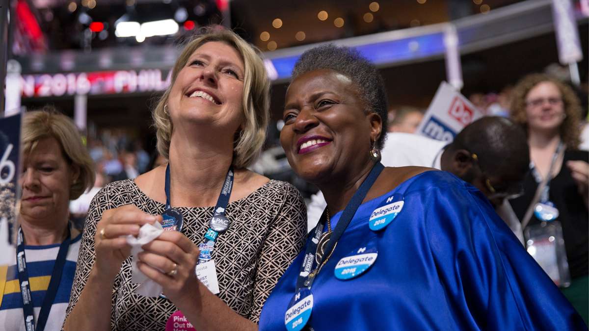 'Our mothers would be proud … It’s an amazing day,’’ said Martha Landing (left) with Thelma Sias, delegates from Wisconsin.