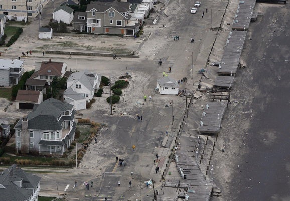 <p><p>In this photo made available by the New Jersey Governor's Office, a building sits in the middle of the road in Belmar, N.J. on Tuesday, Oct. 30, 2012. (AP Photo/New Jersey Governor's Office, Tim Larsen)</p></p>
