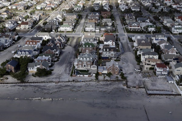 <p><p>This aerial photo shows on Wednesday, Oct. 31, 2012, in Seaside Heights, N.J. (AP Photo/Mike Groll)</p></p>
