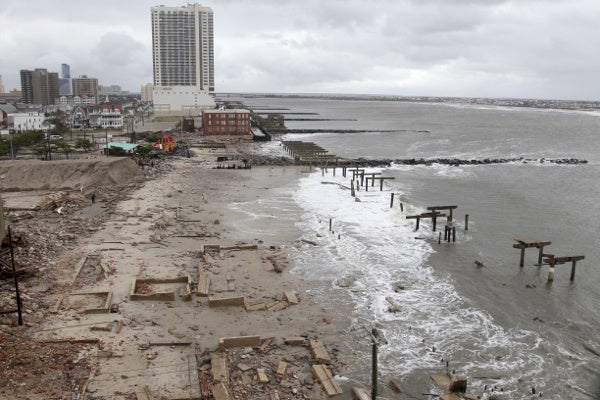 <p><p>Foundations and pilings are all that remain of brick buildings and a boardwalk in Atlantic City, N.J., Tuesday, Oct. 30, 2012. (AP Photo/Seth Wenig)</p></p>
