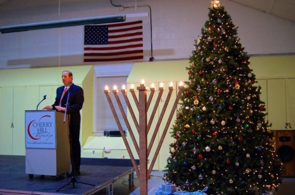 <p><p>Mayor Chuck Cahn welcomed everybody by lighting up the Township’s Hanukkah Menorah and Christmas tree as a symbol of this special time of year</p></p>
