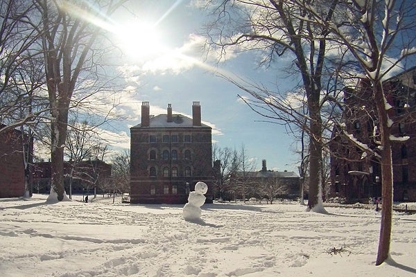 <p><p>Princeton University students created this leaning snowman. (Alan Tu/WHYY)</p></p>

