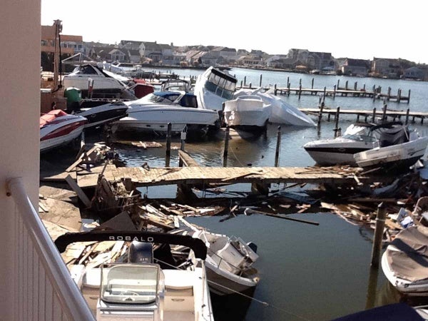 <p><p>Boats and debris needed to be removed before repairs to the marina could begin. (Photo courtesy of Jimmy Ryan)</p></p>
