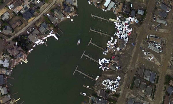 <p>How the Harbour Yacht Club looked after Superstorm Sandy (Photo courtesy of NOAA)</p>
