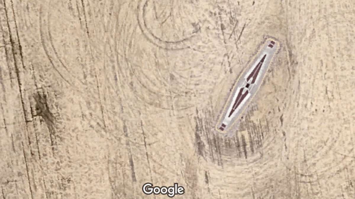 How the Hindenburg memorial looks from space. (Image via Google Maps)