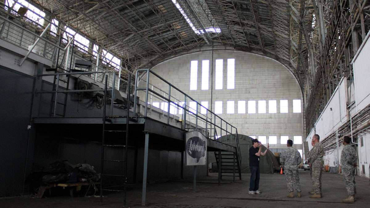 Inside Hangar 1 where the Hindenburg was housed when it was in New Jersey in the 1930's.