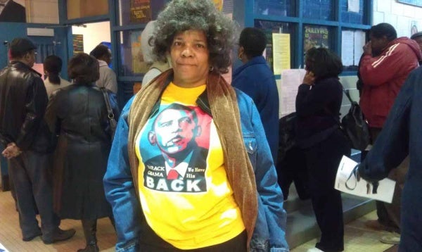 <p><p>"I think the only person that can really save us right not without putting us back in slavery is Obama," said Katherine El sporting a t-shirt depicting President Barack Obama. (Yasmein James/for NewsWorks)</p></p>
