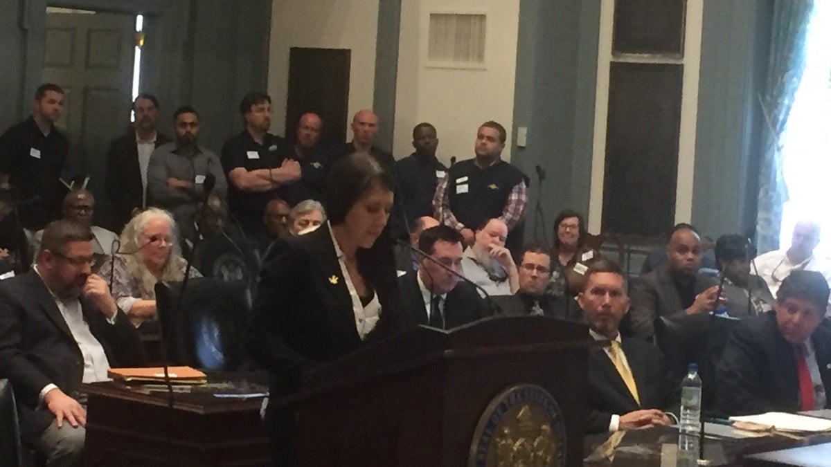  Zoë Patchell of the Cannabis Bureau of Delaware testified in favor of legalizing recreational marijuana in front of a House committee in 2017. (Zoë Read/WHYY) 