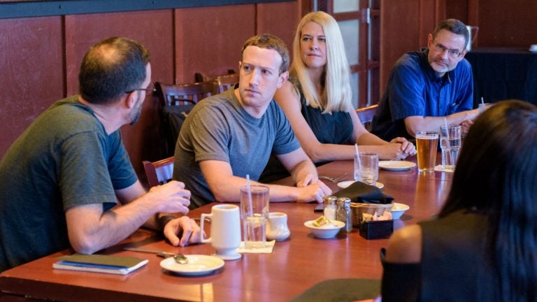 Mark Zuckerberg met with UD professors to discuss emergency management. (photo courtesy of the University of Delaware)