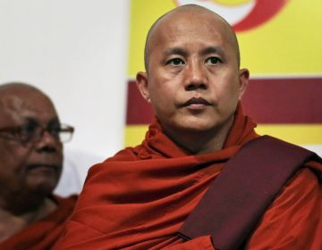  Myanmar’s radical Buddhist monk Ashin Wirathu attends a media briefing in Colombo, Sri Lanka, Tuesday, Sept. 30, 2014. (Eranga Jayawardena/AP Photo) 