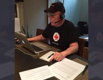  Bob Schmidt fields phone calls from Texas flood victims in Philadelphia. (Courtesy Bob Schmidt) 