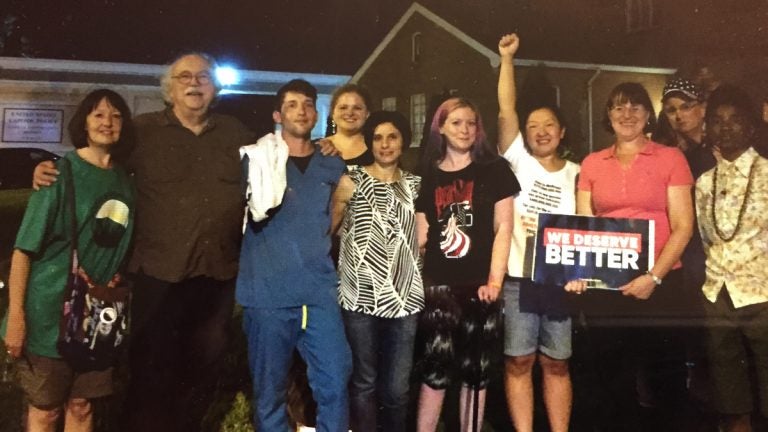 The author is shown, second from the left, following his release from jail in July with other members of protest group Bowling Green Patriots. (Courtesy of Samuel S. Flint)