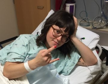 Brie Ripley the day of a bilateral salpingectomy procedure that removed both of her fallopian tubes. 
(Courtesy of Posey Gruener)